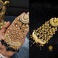 Zevar ZEVAR | Premium Quality black Gold Tone Kundan Passa with Pearls 3