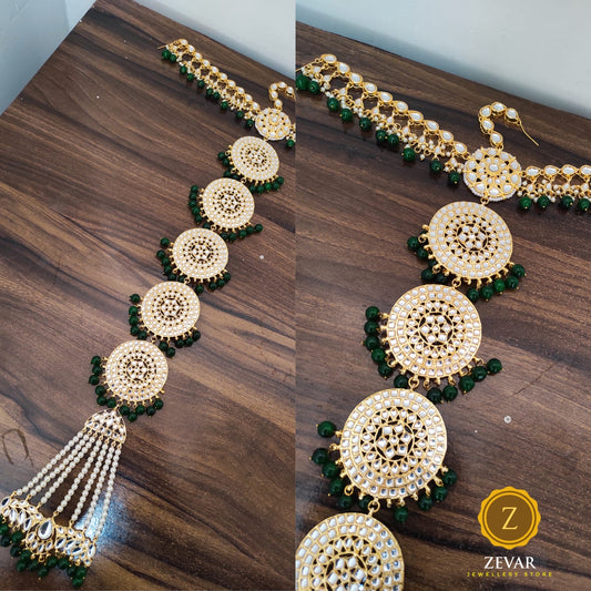 Zevar ZEVAR | Traditional Gold Plated Pearl & Kundan Studded Bridal Wedding Hair Braid Choti2